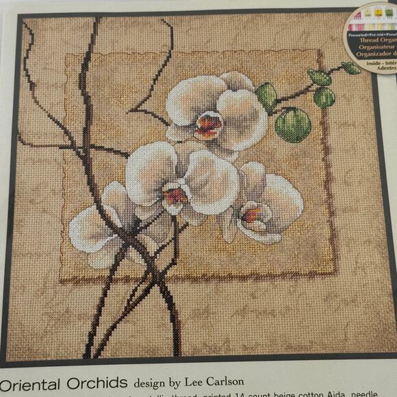 Dimensions 35176 Oriental Orchids Cross Stitch Kit by Lee Carlson 12x12 - Picture 2 of 6